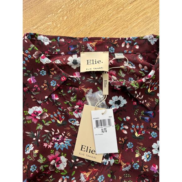 NWT Elie Tahari Long Sleeve Floral Spring Summer Workwear Blouse Size XL - Picture 8 of 9